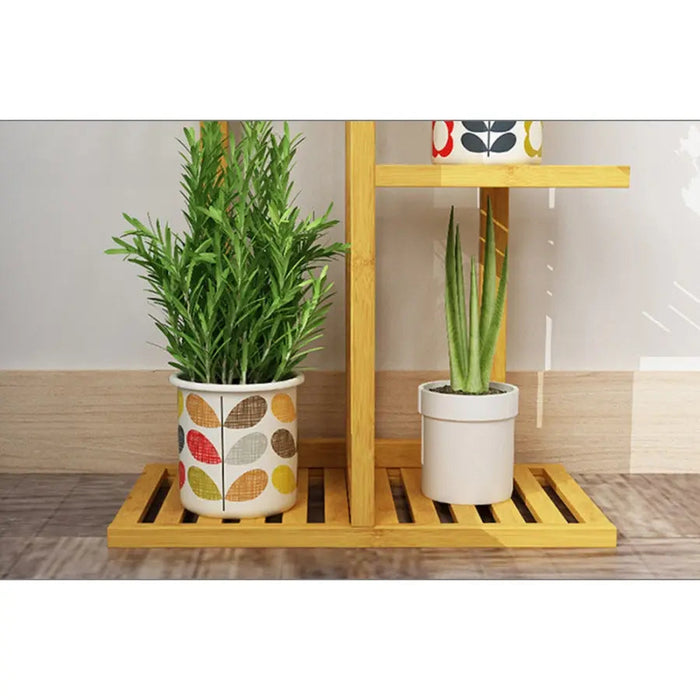 6 Tiers Bamboo Flower Shelf Rack Plant Stand Pots Display Corner Shelving - Home & Garden > Garden Furniture