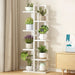 6 Tier White Vertical Bamboo Plant Stand - Furniture > Office