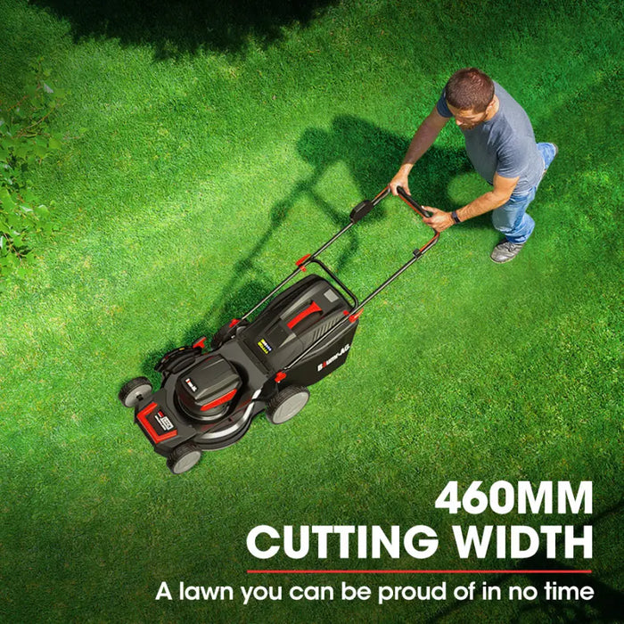BAUMR-AG 19 Inch Electric Cordless Lawn Mower Kit Battery Powered w/ 2x 4.0Ah Lithium Batteries - Home & Garden > Garden Tools