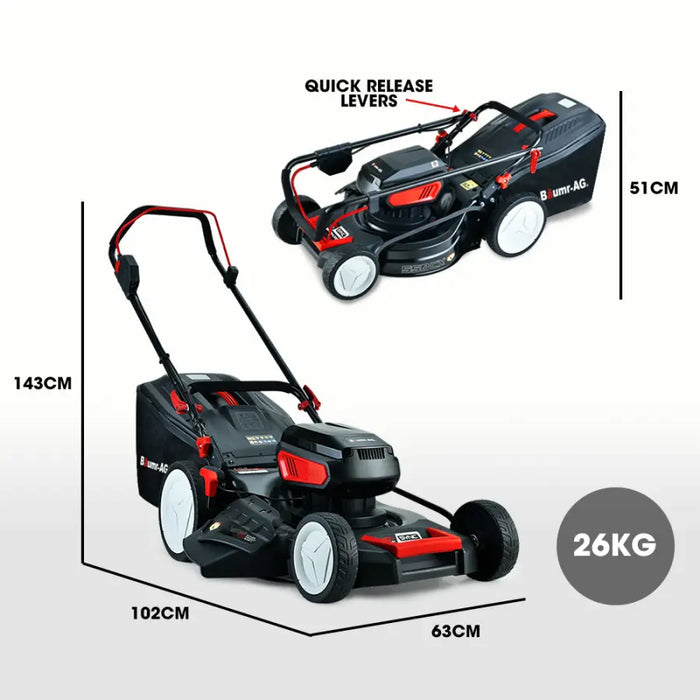 BAUMR-AG 19 Inch Electric Cordless Lawn Mower Kit Battery Powered w/ 2x 4.0Ah Lithium Batteries - Home & Garden > Garden Tools