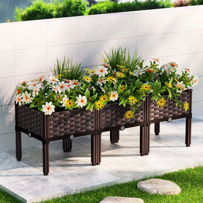 Greenfingers Garden Bed PP Raised Planter Flower Vegetable Outdoor 120x40x36cm - Home & Garden > Garden Beds