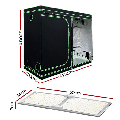 Greenfingers Grow Tent 2200W LED Grow Light Hydroponic Kit System 2.4x1.2x2M - Home & Garden > Green Houses