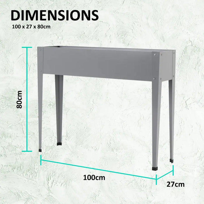 Home Ready 100x27x80cm Grey Raised Garden Bed Stand Galvanised Steel Planter - Home & Garden > Garden Beds