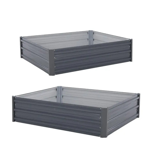 Home Ready 2 Set 120 x 90 x 30cm Grey Raised Garden Bed Galvanised Steel Planter - Home & Garden > Garden Beds