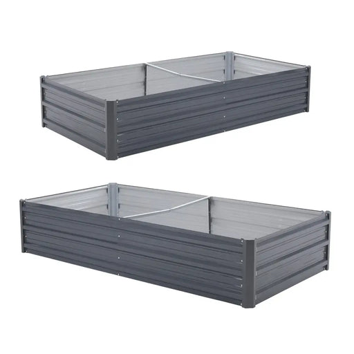 Home Ready 2 Set 150 x 90 x 30cm Grey Raised Garden Bed Galvanised Steel Planter - Home & Garden > Garden Beds