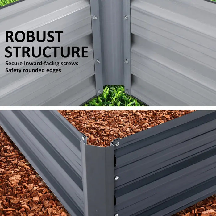 Home Ready 2 Set 180 x 90 x 30cm Grey Raised Garden Bed Galvanised Steel Planter - Home & Garden > Garden Beds