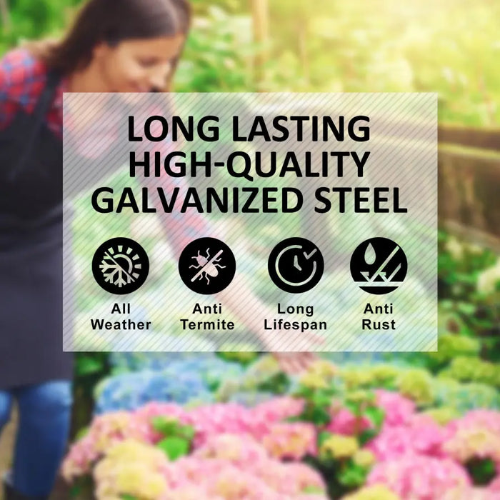 Home Ready 320 x 80 x 77cm Grey 2-in-1 Raised Garden Bed Galvanised Steel Planter - Home & Garden > Garden Beds