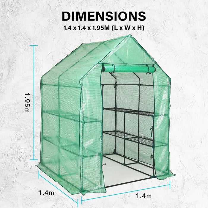 Home Ready Apex 1.43x1.43x1.95M Garden Greenhouse Walk-In Shed PE - Home & Garden > Green Houses
