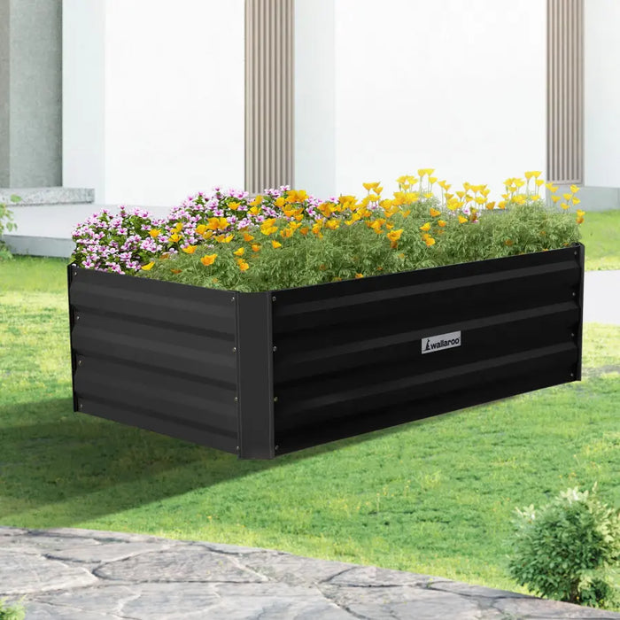 Wallaroo Garden Bed 100 x 60 x 30cm Galvanized Steel - Black - Home & Garden > Garden Beds