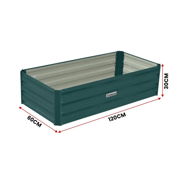 Wallaroo Garden Bed 120 x 60 x 30cm Galvanized Steel - Green - Home & Garden > Garden Beds