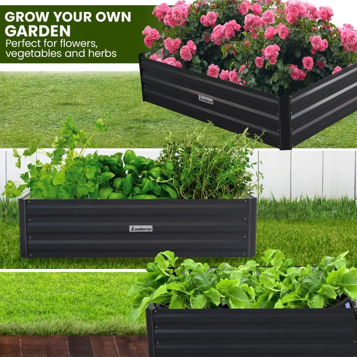 Wallaroo Garden Bed 120 x 90 x 30cm Galvanized Steel - Black - Home & Garden > Garden Beds