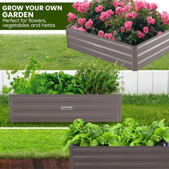 Wallaroo Garden Bed 120 x 90 x 30cm Galvanized Steel - Grey - Home & Garden > Garden Beds