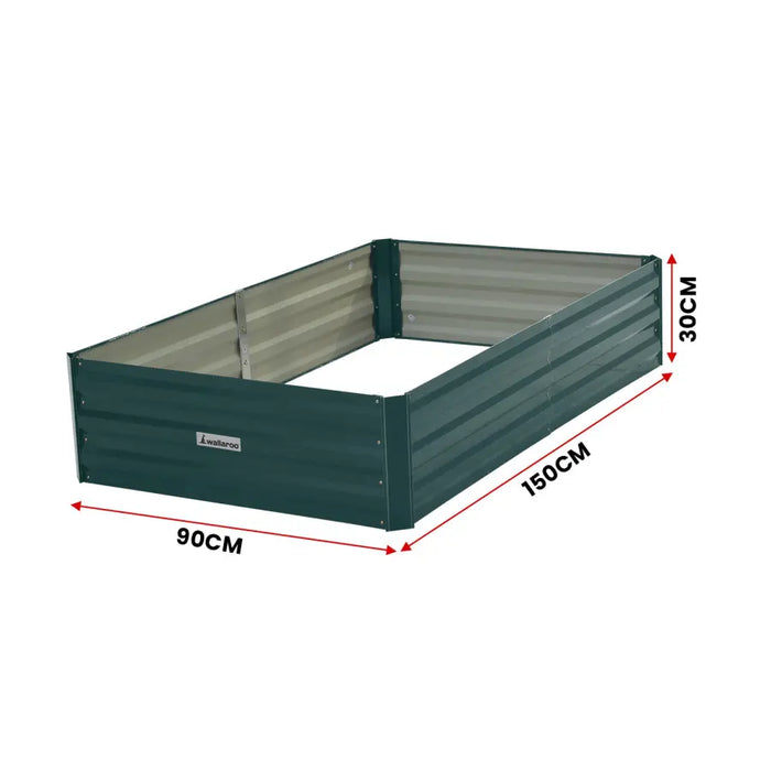 Wallaroo Garden Bed 150 x 90 x 30cm Galvanized Steel - Green - Home & Garden > Garden Beds