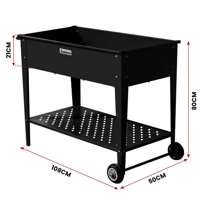 Wallaroo Garden Bed Raised 108.5 x 50.5 x 80cm Galvanized Steel Black - Home & Garden > Garden Beds