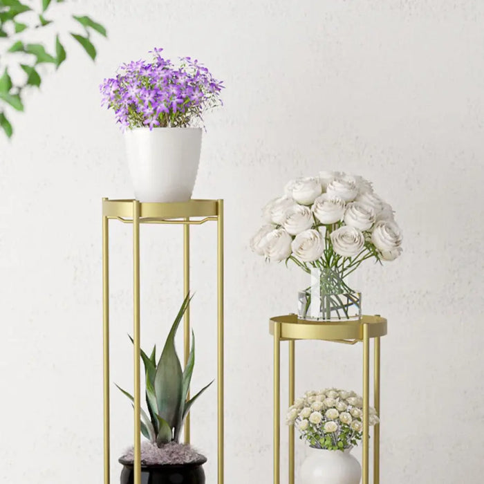 2 Layer 80cm Gold Metal Plant Stand