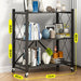 3 Tier Steel Black Foldable Shelves  with Wheels