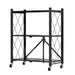 3 Tier Steel Black Foldable Shelves  with Wheels