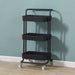 3 Tier Steel Black Trolly with Wheels