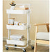 3 Tier Steel White Trolly with Wheels