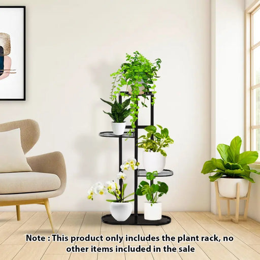 4 Tier Black Metal Plant for 5 Planters