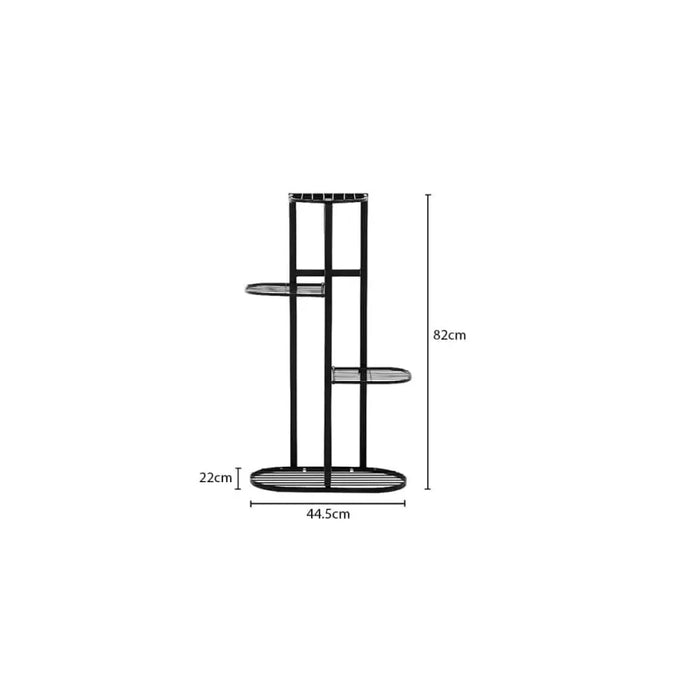 4 Tier Black Metal Plant for 5 Planters