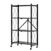 4 Tier Steel Black Foldable Shelves  with Wheels