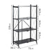 4 Tier Steel Black Foldable Shelves  with Wheels