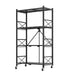 4 Tier Steel Black Foldable Shelves with Wheels (Style 2)