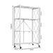 4 Tier Steel White Foldable Shelves  with Wheels