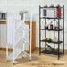 4 Tier Steel White Foldable Shelves  with Wheels