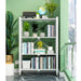 4 Tier Steel White Foldable Shelves with Wheels (Style 2)