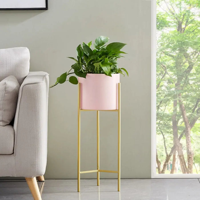 42cm Pink & Gold Metal Plant Stand
