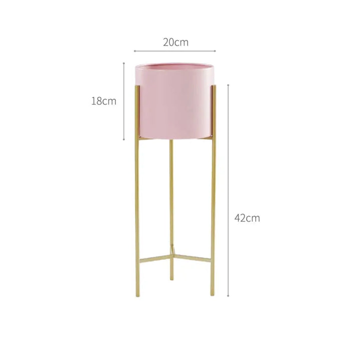 42cm Pink & Gold Metal Plant Stand