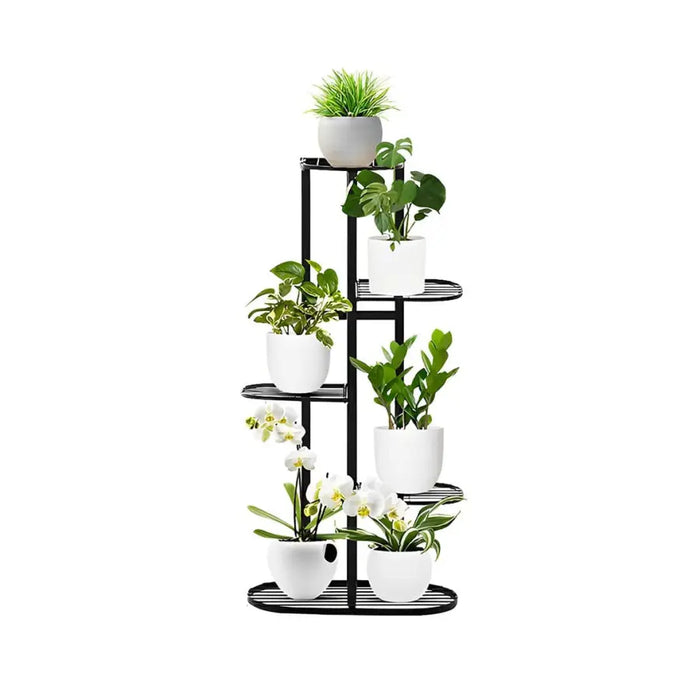 black metal plant stand indoor 5 Tier Black Metal Plant Stand for 6 Planters