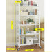 5 Tier Steel White Foldable Shelves with Wheels (Style 2)