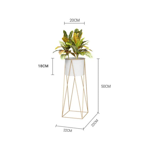 50cm Gold & White Metal Plant Stand