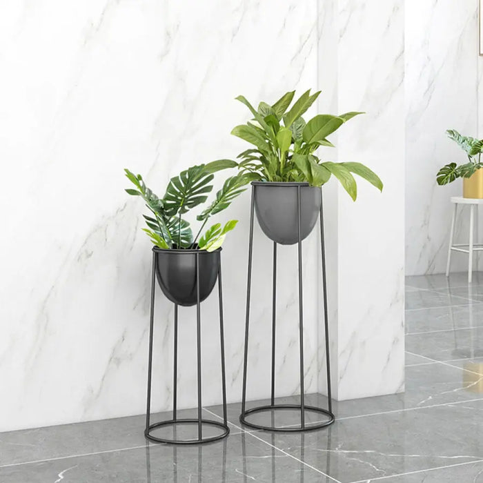 black plant stand indoor 50cm Round Black Wire Plant Stand