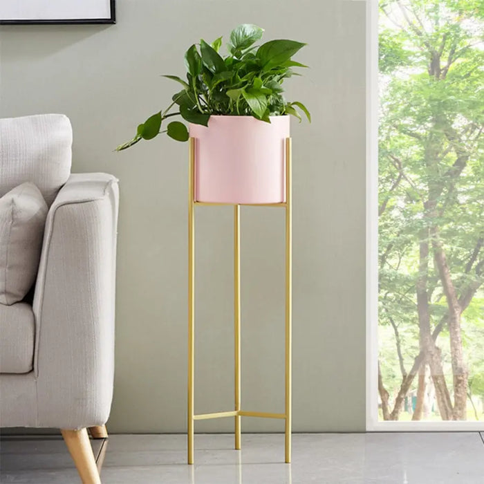 60cm Gold & Pink Metal Plant Stand