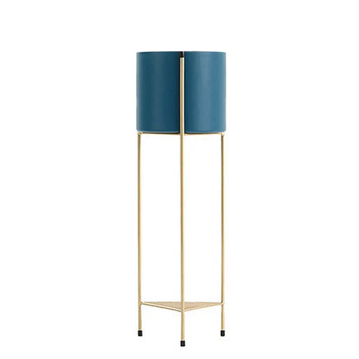 65cm Gold & Blue Metal Plant Stand