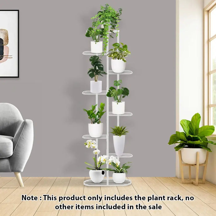 8 Tier White Metal Plant Stand for 9 Planters