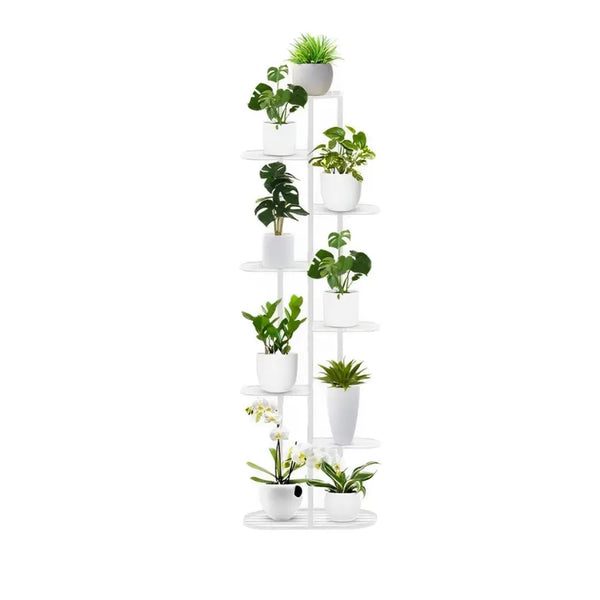 indoor plant stands canada 8 Tier White Metal Plant Stand for 9 Planters
