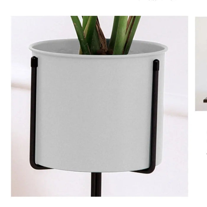 white plant pot with black stand 80cm Tripod Black & White Plant Stand