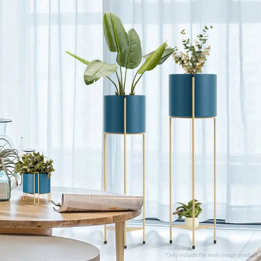 81cm Gold & Blue Metal Plant Stand