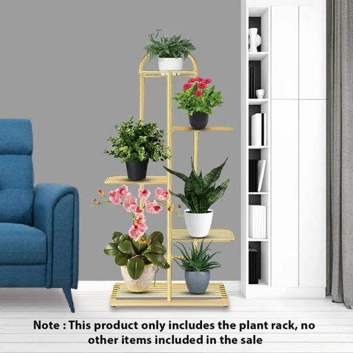 Arched 5 Tier Gold Metal Plant for 6 Planters