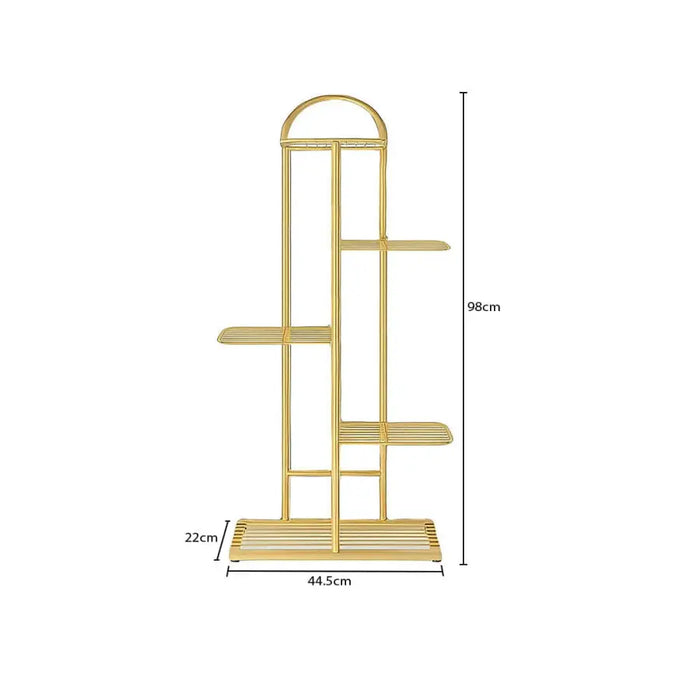 Arched 5 Tier Gold Metal Plant for 6 Planters