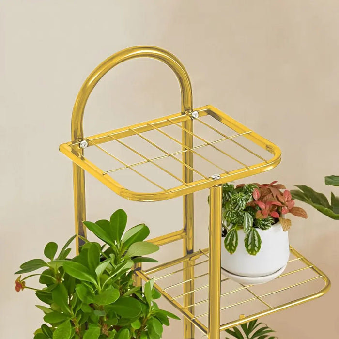 Arched 6 Tier Gold Metal Plant for 7 Planters