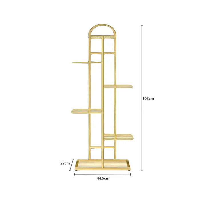 Arched 6 Tier Gold Metal Plant for 7 Planters