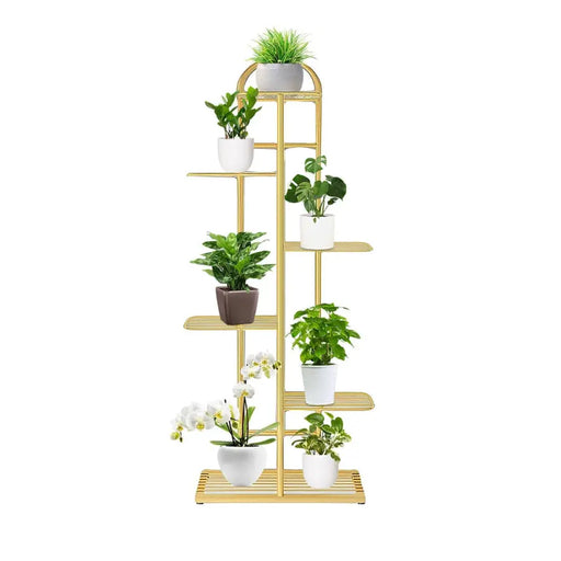 Arched 6 Tier Gold Metal Plant for 7 Planters