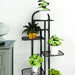 Arched 7 Tier Black Metal Plant Stand for 7 Planters