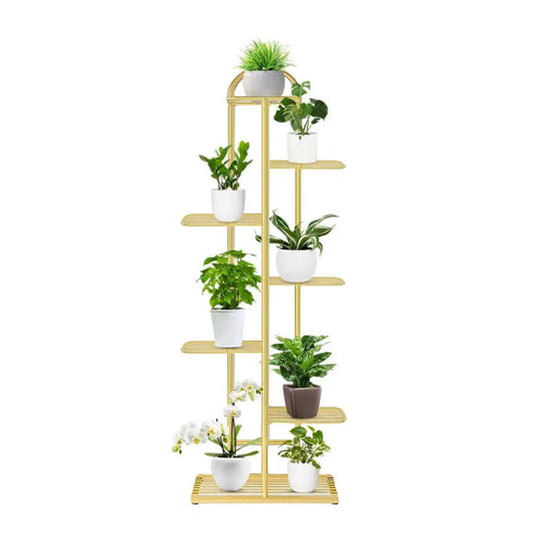 Arched 7 Tier Gold Metal Plant for 8 Planters